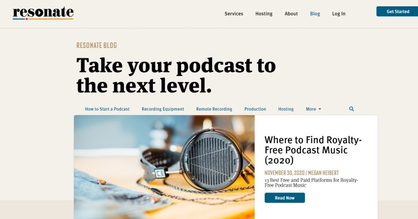Image of the Resonate Recording Blog of free podcasting resources
